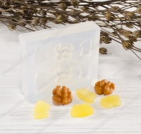 Молд силиконовый Грецкий орех и дольки ананаса 11х11х6 мм, 11х8х3 мм