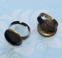 Основа для кольца с сеттингом 18мм, внутр. диаметр 16мм Цвет: бронза (1 шт)