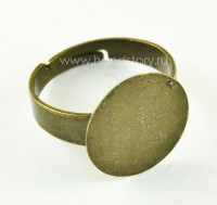 Основа для кольца безразмерная, площадка 14 мм (без никеля, свинца и кадмия) Цвет: бронза (1 шт)