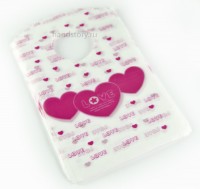 Пакетик пластиковый Love, 9х14 см. Цвет: белый,розовый (5 шт)