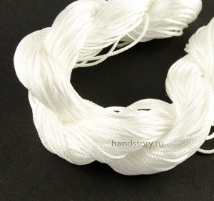 Шнур нейлоновый для браслетов Шамбала, 1мм Цвет: белый (25 метров) 1мм Цвет: белый (25 метров)
