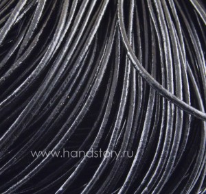 Шнур кожаный, 2 мм. Цвет: черный (1 метр) Шнур кожаный, 2 мм. Цвет: черный (1 метр)
