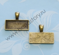 Рамочка для кабошона 27х22х1,5 мм, внутренний размер:25х10х1 мм Цвет: античная бронза (1 шт)