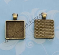 Рамочка для кабошона 32х23х3 мм, внутренний размер:20х20х1,5 мм Цвет: античная бронза (1 шт)