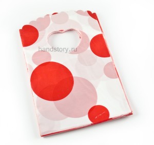 Пакетик пластиковый с кругами, 9х14 см. Цвет: красный, белый (5 шт) 