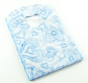 Пакетик пластиковый Сердечки, 9х14 см. Цвет: белый, голубой (5 шт) 