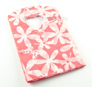 Пакетик пластиковый Цветы, 9х14 см. Цвет:  белый, розовый (5 шт) 
